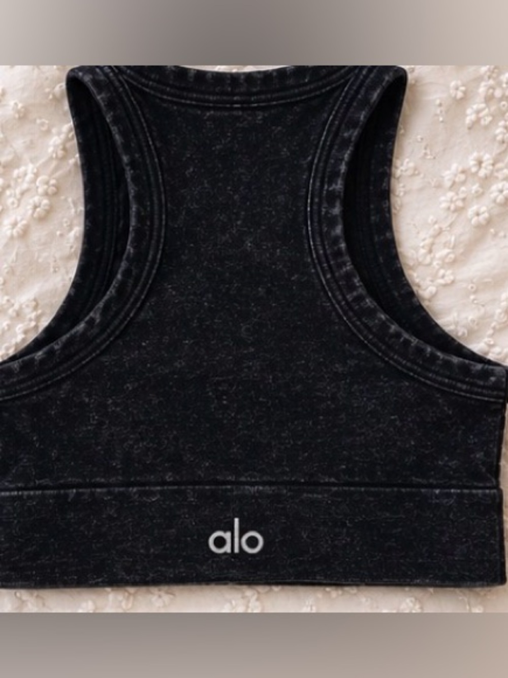 Alo Yoga Black Acid Wash Racerback Sports Bra Size M - Picture 2 of 4